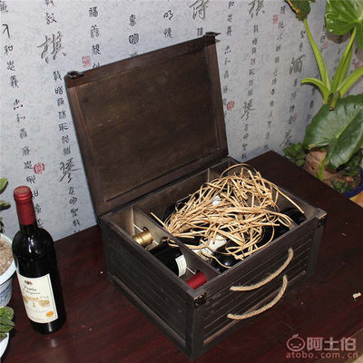 【浩达厂家热销红酒礼盒六支装精美做工木制酒盒红酒木箱可印logoHD-376】曹县青菏街道办事处浩达工艺品厂 - 产品库